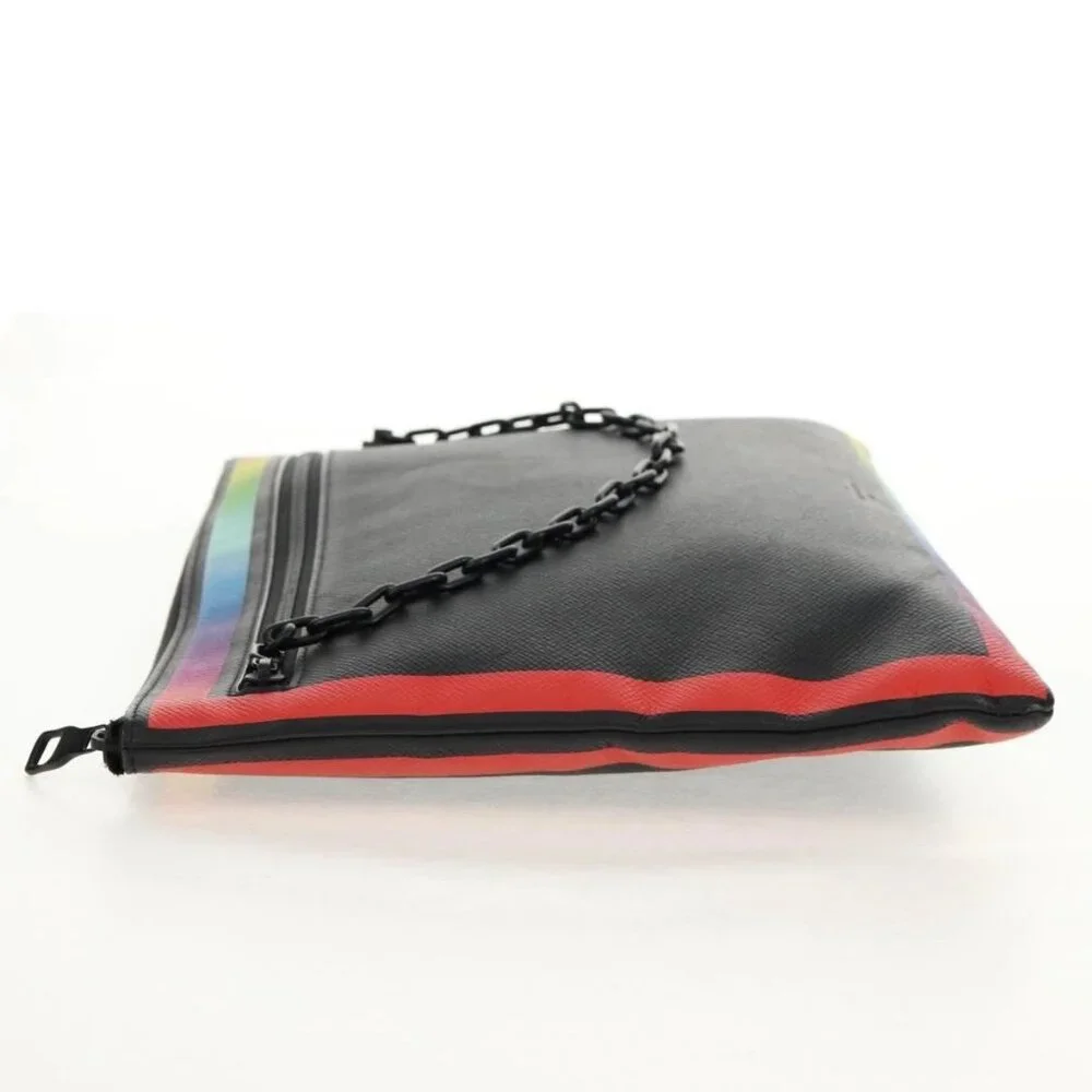 LOUIS VUITTON taiga rainbow Chain Pochette A4 Bag Black M30347 LV Auth 157880M - Picture 8 of 16